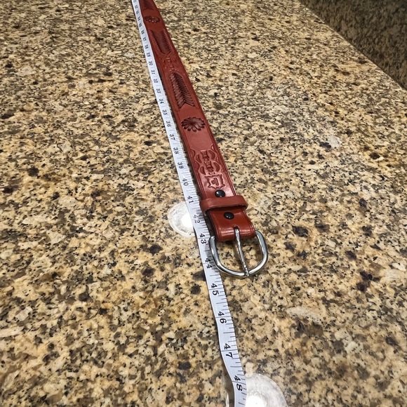 Western Tooled Leather Woven Belt Made in Mexico Men’s Size 38 *Measurements* - Picture 11 of 11